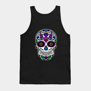 Retro Dia De Los Muertos Shirt. Vintage Sugar Skull with Flowers Cool Dia De Muertos Gift Tank Top